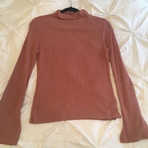 Forever 21 mock neck bell sleeve blouse